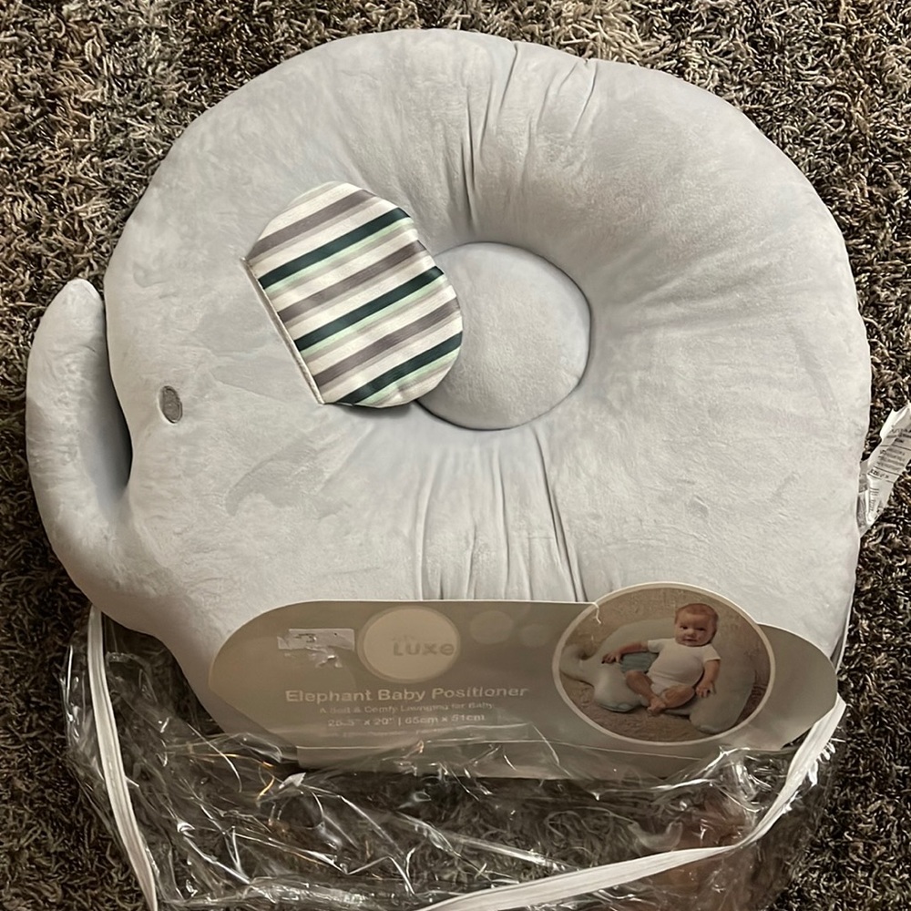 Luxe Gray Elephant Baby Positioner